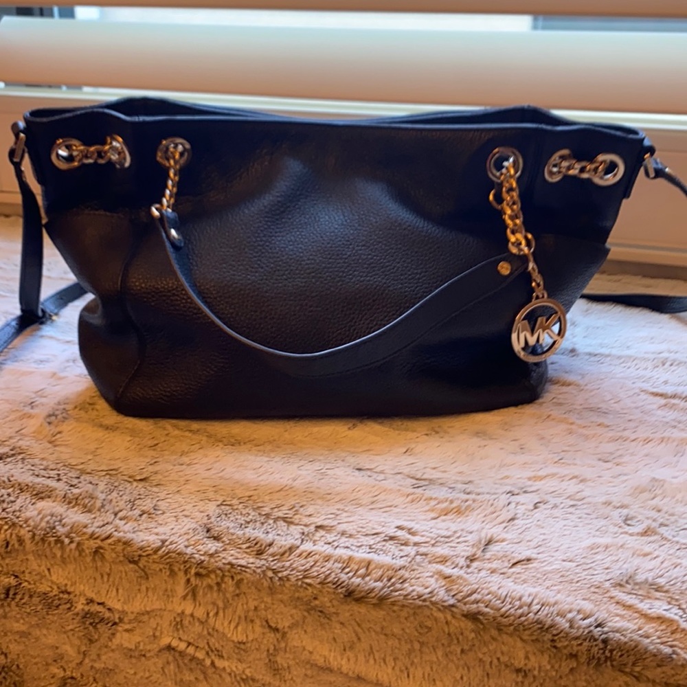Beautiful black leather with gold detail cross body